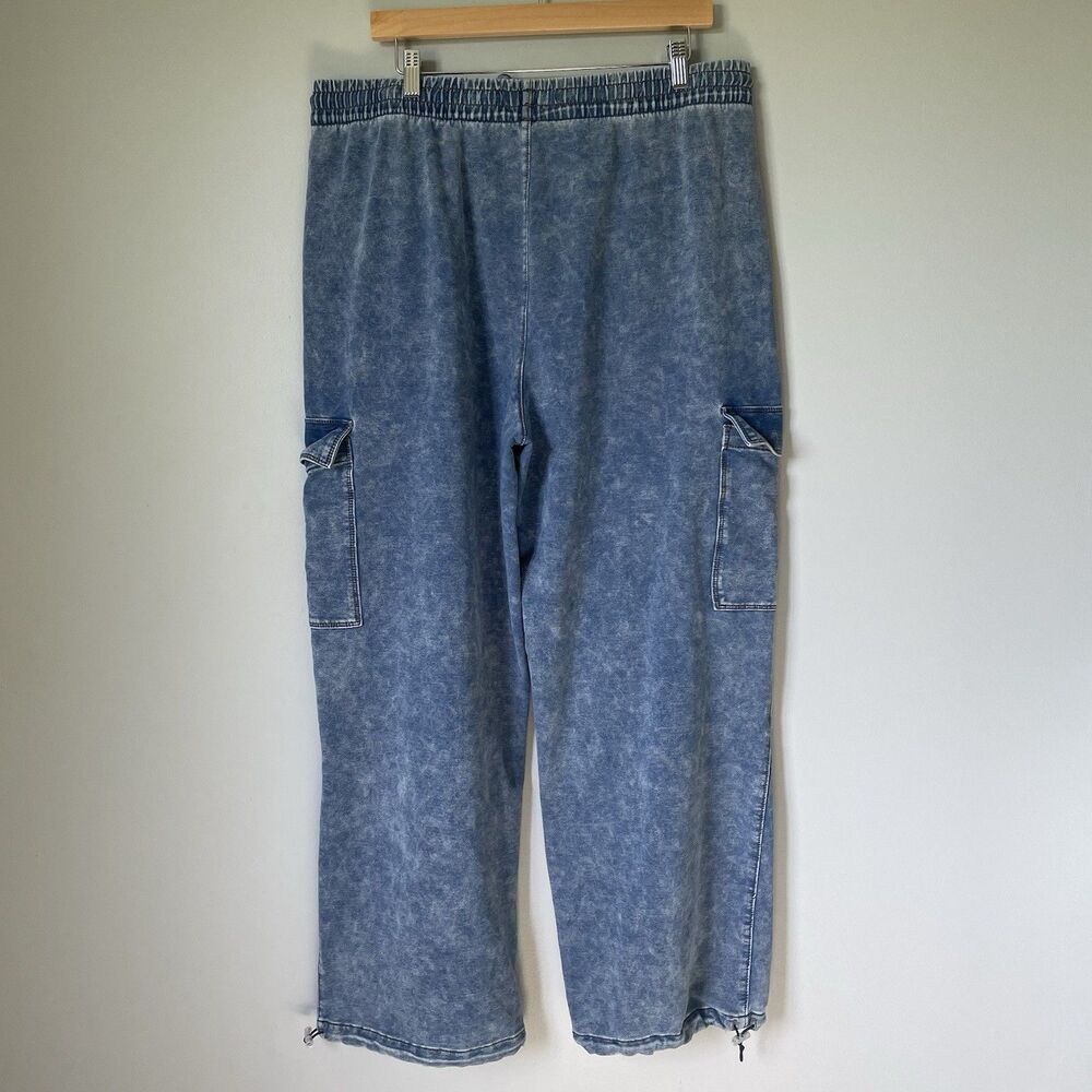 Vanilla Star Wide Leg Cargo Sweatpants Blue Marble Loungewear Women's Size XL - Picture 2 of 10
